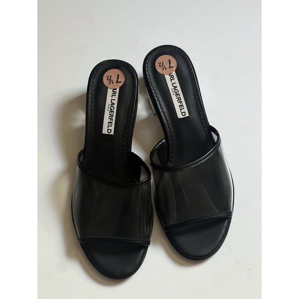 Karl Lagerfeld Paris Faina‎ Transparent Black Sandals US Size 7.5 EUC